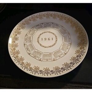 Vintage 1961 Calendar Birthday Plate,‎ 10" by Royal China, 22-K-Gold, USA made